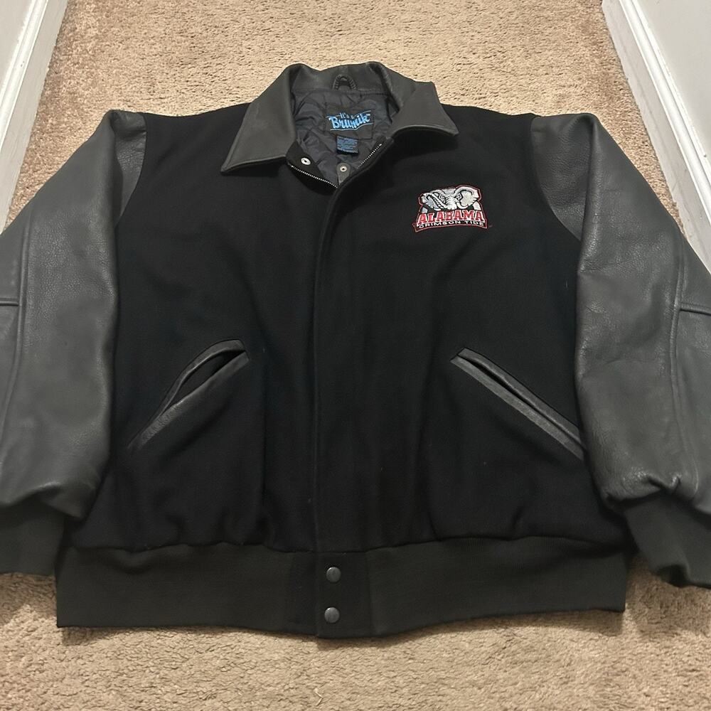 Vintage Brumik Alabama Crimson Tide Leather Wool Jacket Sz 2XL Stadium Graphic